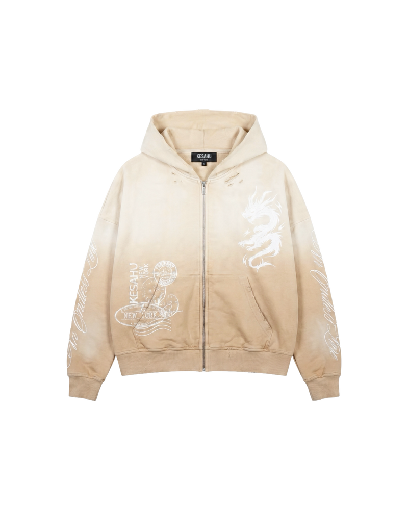 Ivory Cream Zip Up