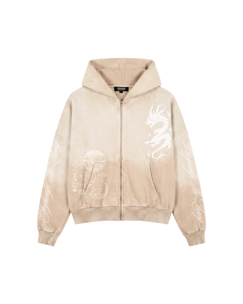 Ivory Cream Zip Up