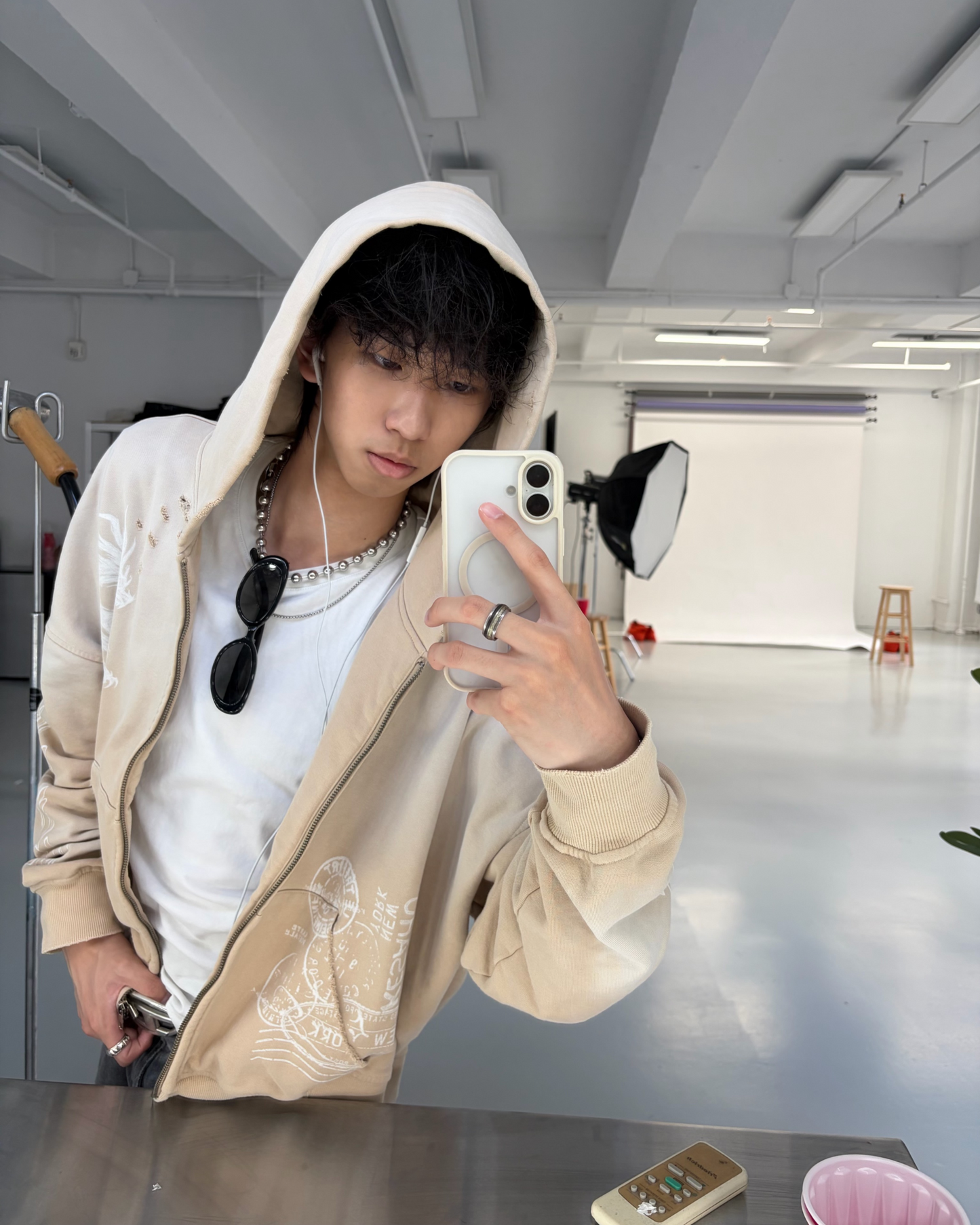 Ivory Cream Zip Up